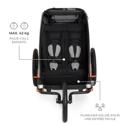Remorque vélo enfant 3en1 nava orange