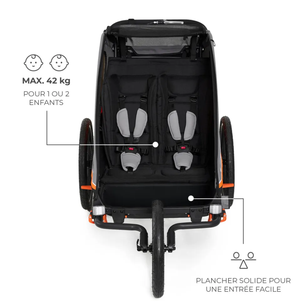 Remorque vélo enfant 3en1 nava orange