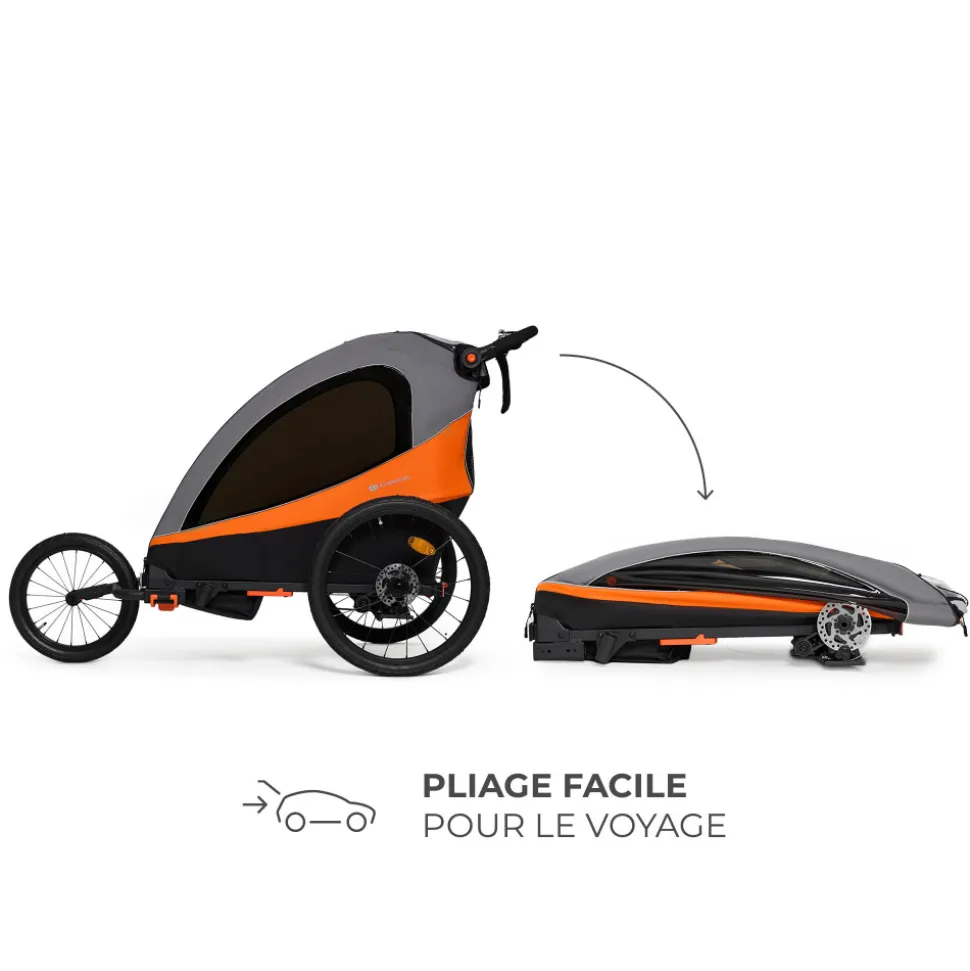 Remorque vélo enfant 3en1 nava orange