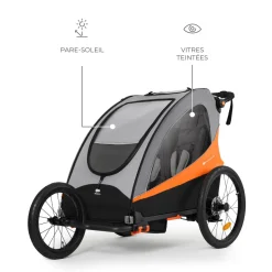 Remorque vélo enfant 3en1 nava orange
