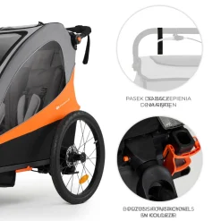 Remorque vélo enfant 3en1 nava orange