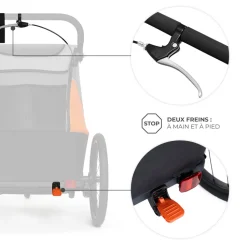 Remorque vélo enfant 3en1 nava orange