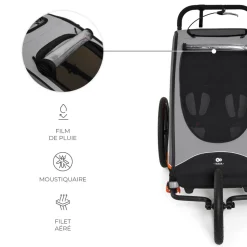 Remorque vélo enfant 3en1 nava orange
