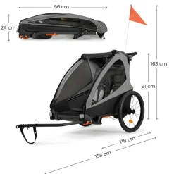 Remorque vélo enfant 2en1 nava walk gris