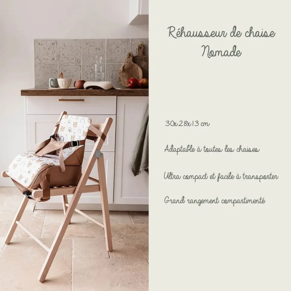 Réhausseur pour chaise bébé nomade oursons camel