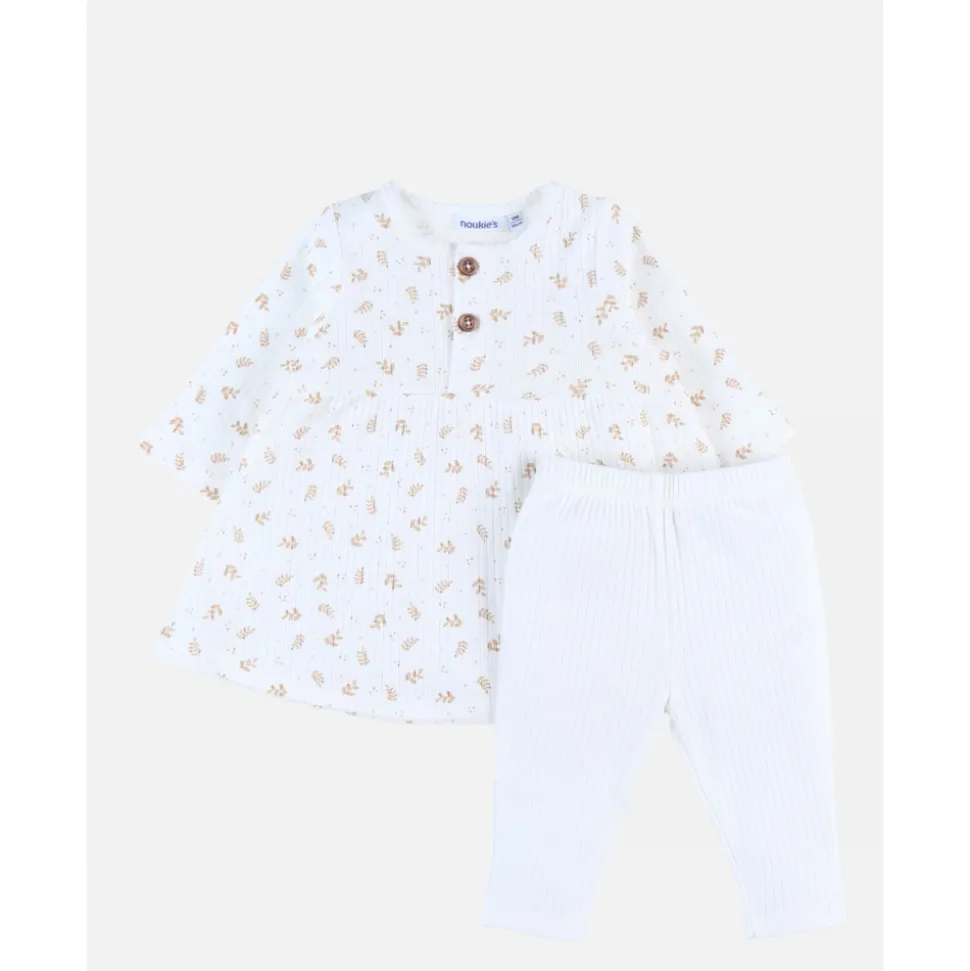 Robe legging fleurs blanc 18 mois