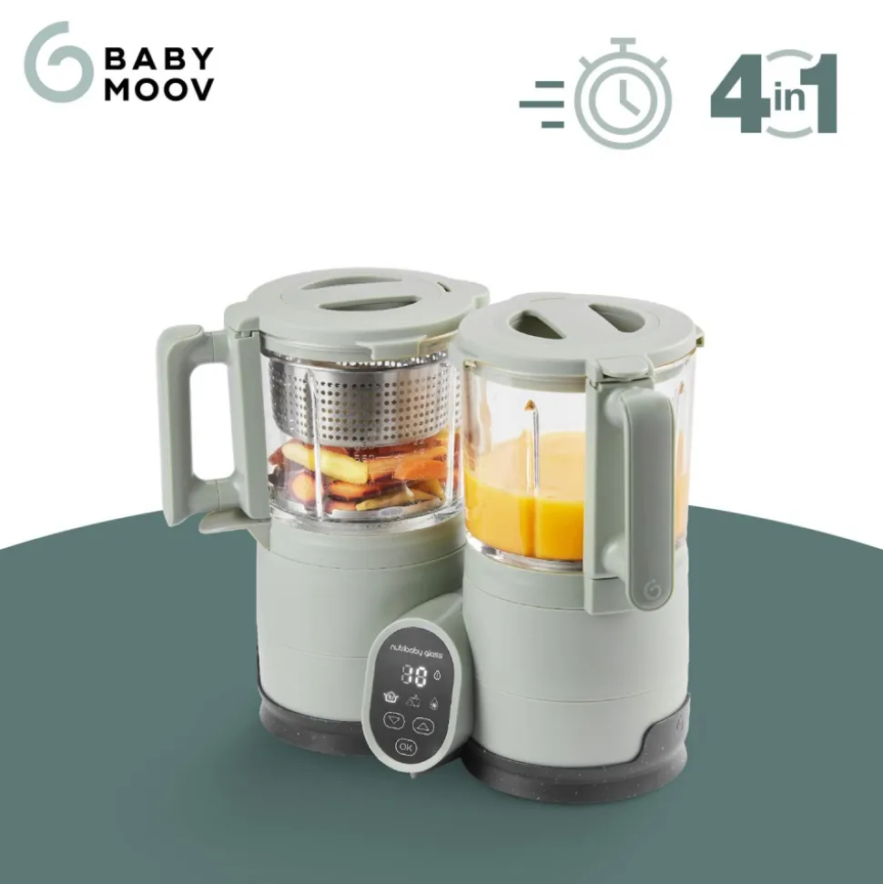 Robot cuiseur bébé nutribaby glass celadon green avec 2 babybols 250 ml