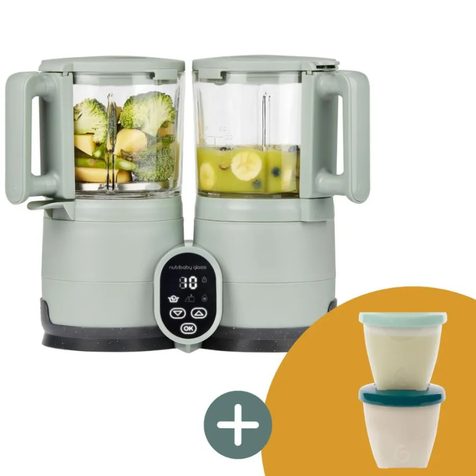Robot cuiseur bébé nutribaby glass celadon green avec 2 babybols 250 ml