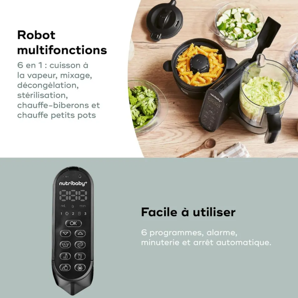Robot culinaire multifonctions nutribaby + xl mineral black