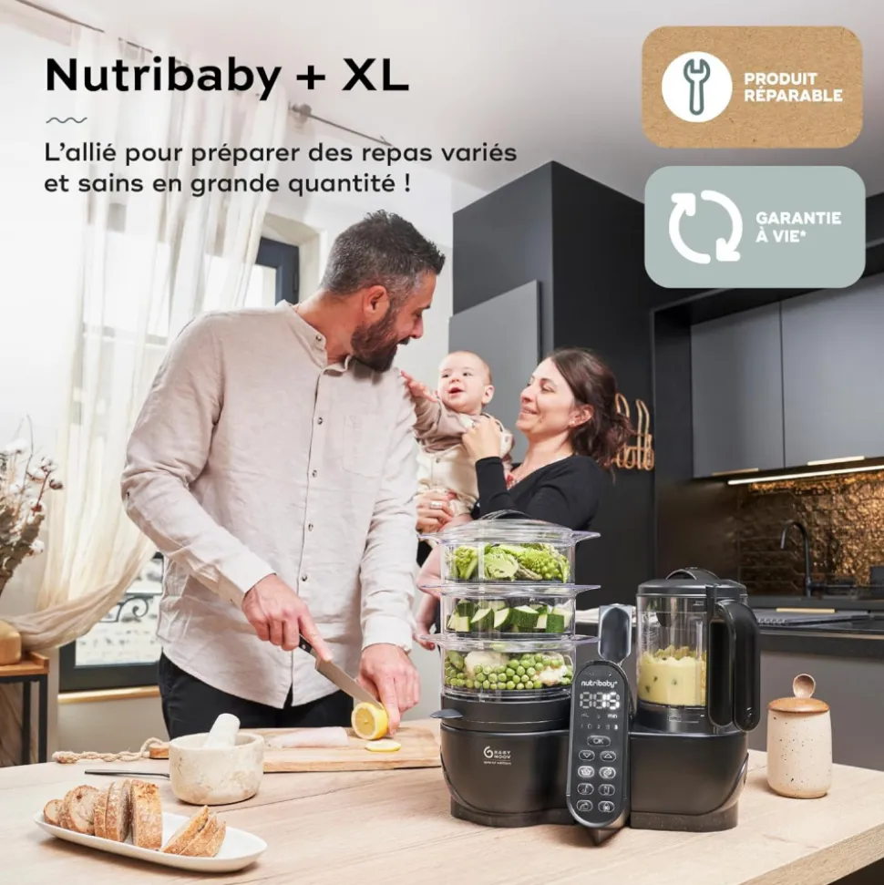 Robot culinaire multifonctions nutribaby + xl mineral black