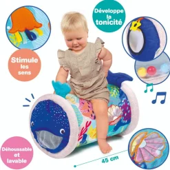 Rouleau d'activités baby roller en tissu baleine