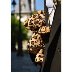 Sac bandoulière ours en peluche 30 cm léopard