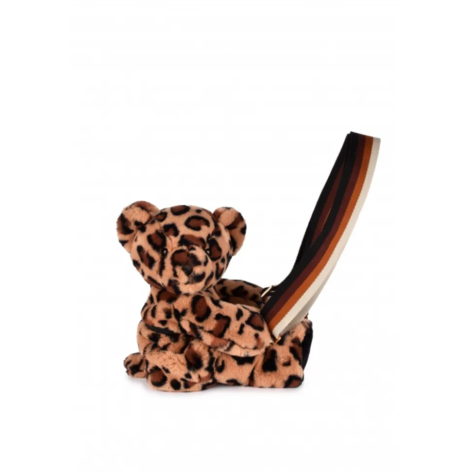 Sac bandoulière ours en peluche 30 cm léopard