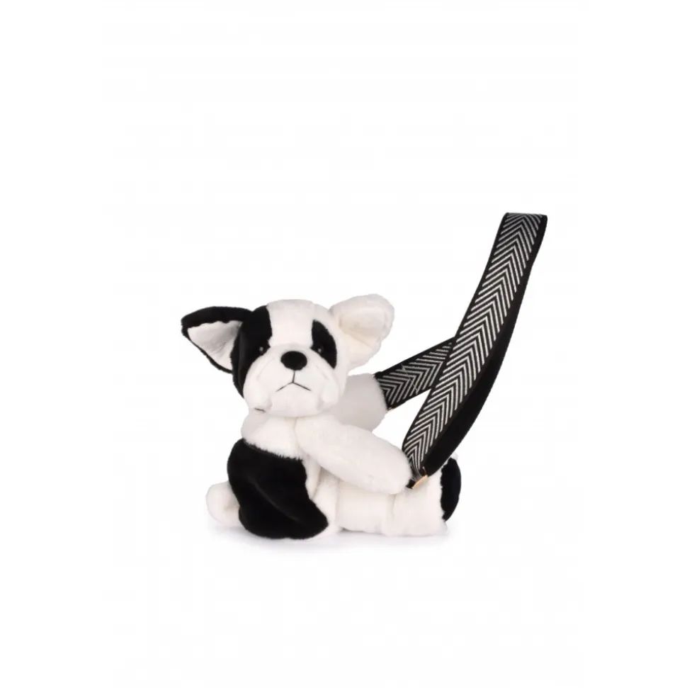 Sac bandoulière ours en peluche 30 cm black & white