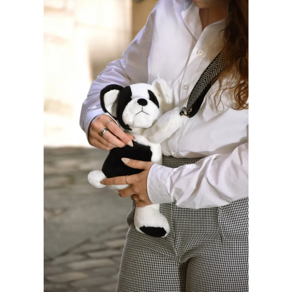 Sac bandoulière ours en peluche 30 cm black & white