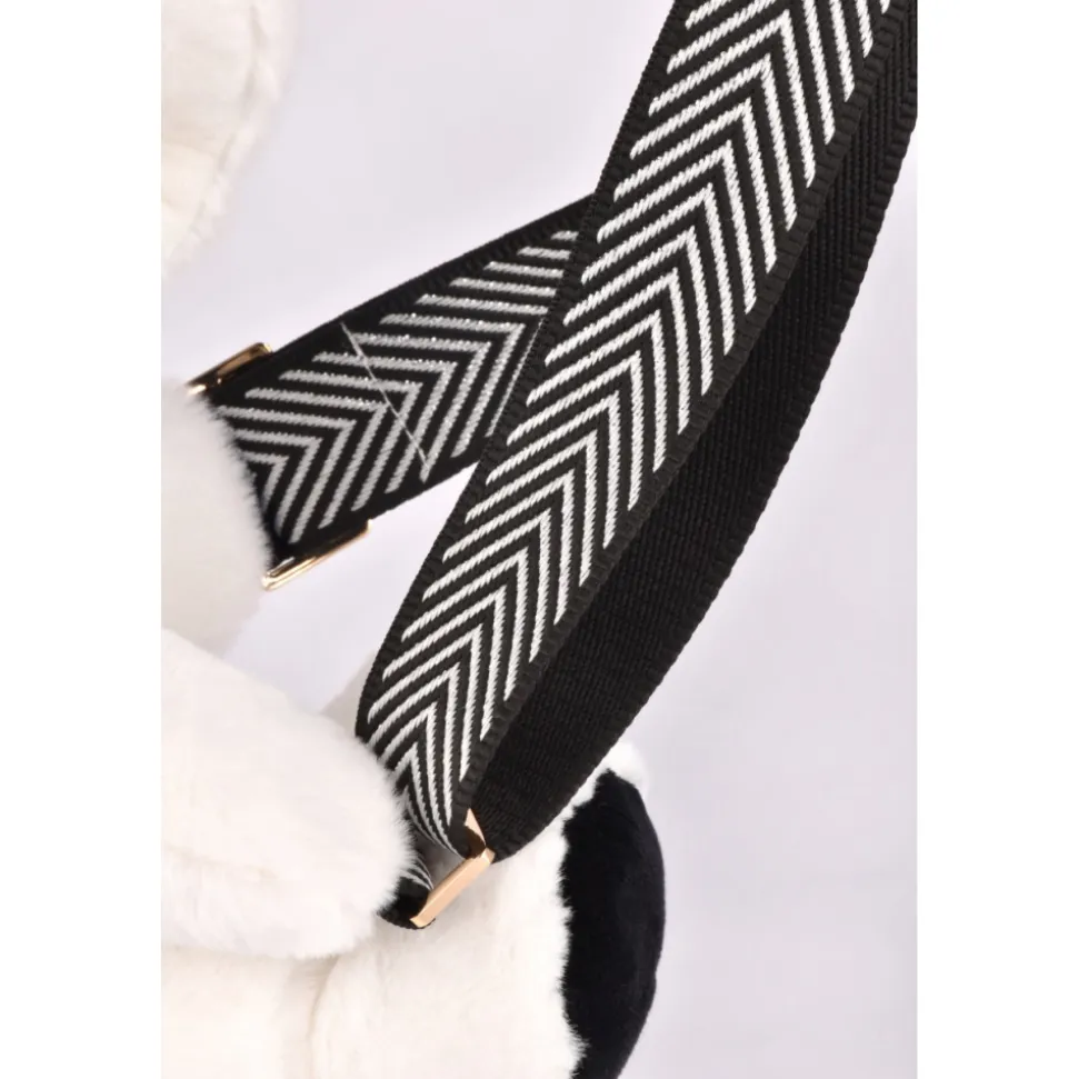 Sac bandoulière ours en peluche 30 cm black & white