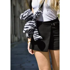 Sac bandoulière ours en peluche 30 cm zébré