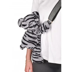 Sac bandoulière ours en peluche 30 cm zébré