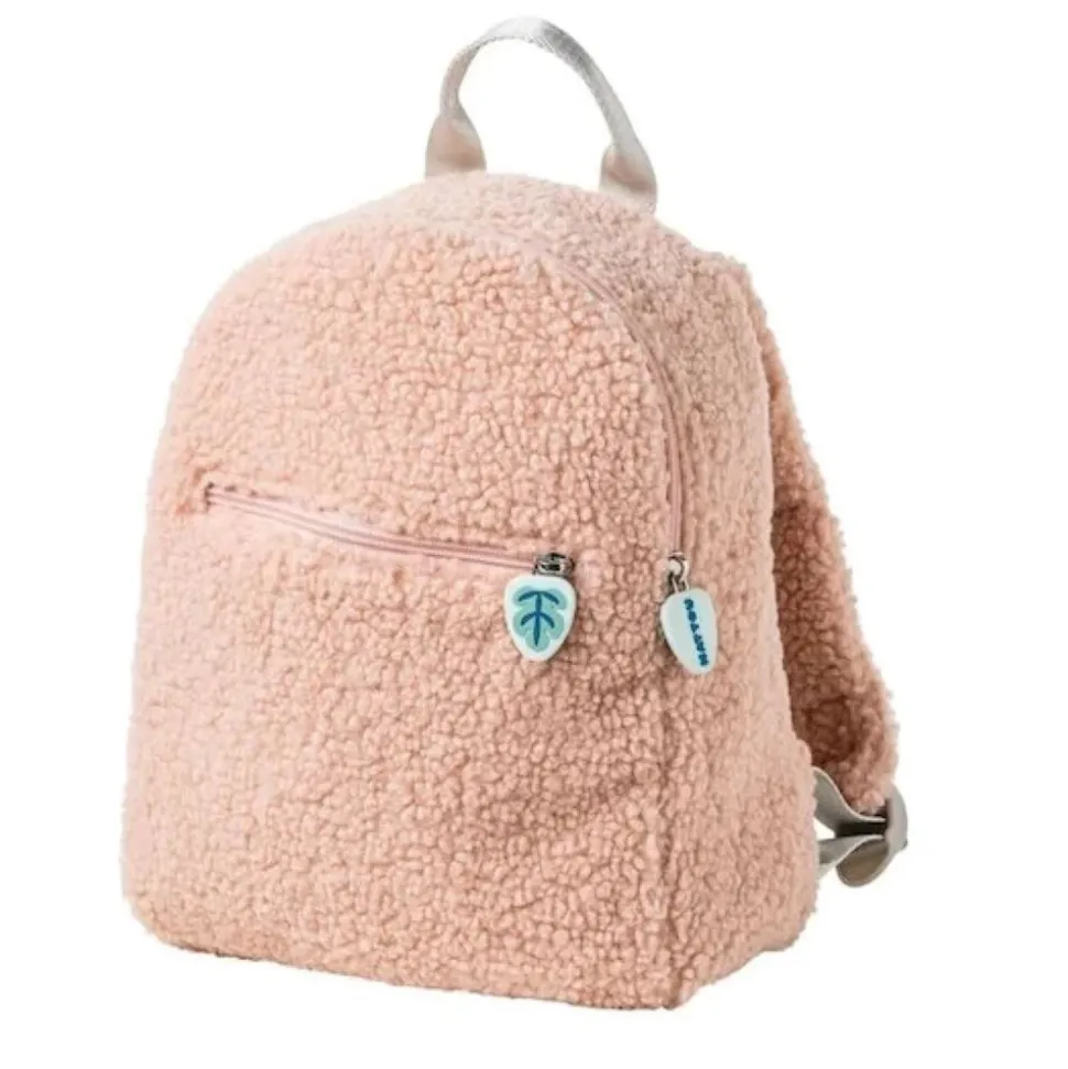 Sac à dos bouclette teddy rose
