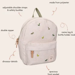 Sac à dos enfant dinosaures beige 31 cm
