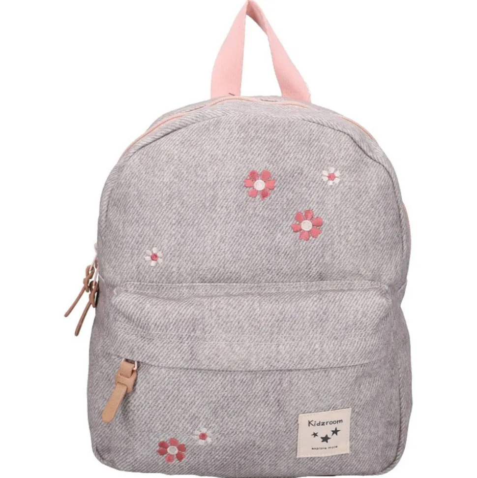 Sac à dos enfant fleurs gris 31 cm