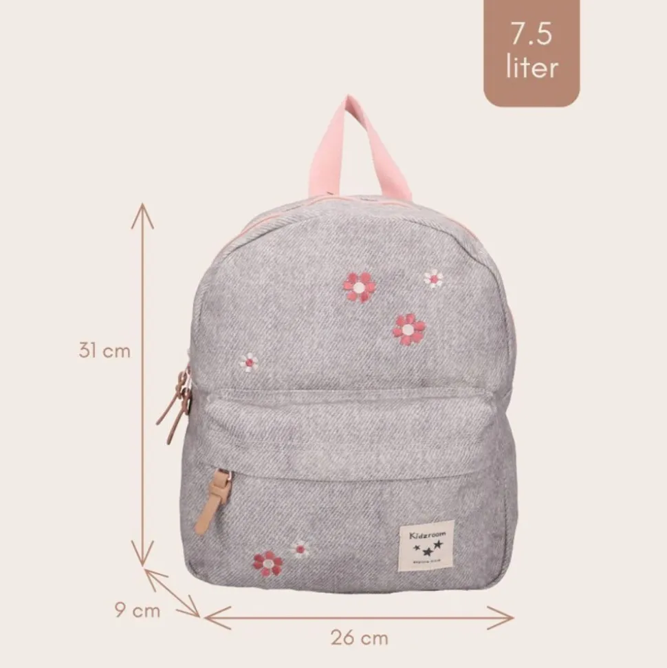 Sac à dos enfant fleurs gris 31 cm