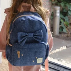 Sac à dos enfant neud bleu denim 36 cm