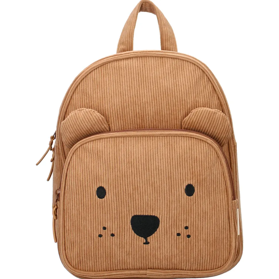 Sac à dos enfant ourson côtelé marron 31 cm