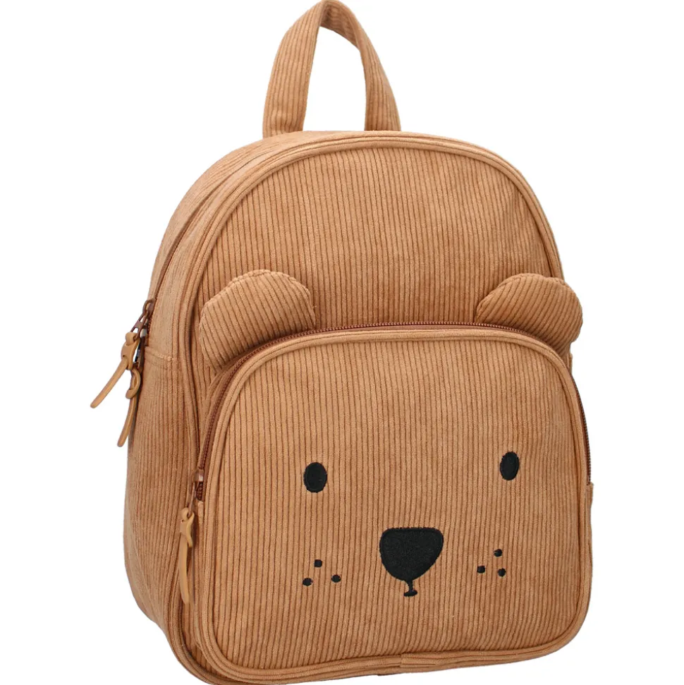 Sac à dos enfant ourson côtelé marron 31 cm