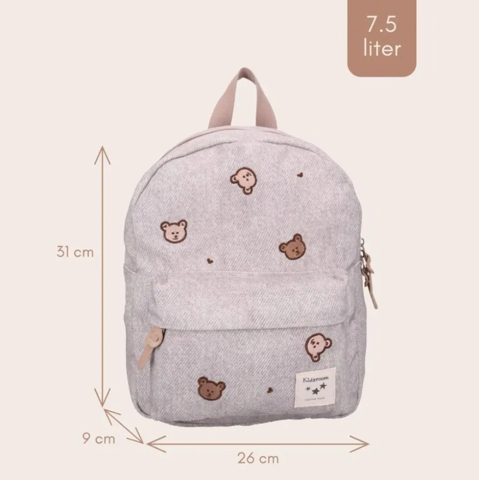 Sac à dos enfant oursons gris denim 31 cm