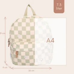 Sac à dos enfant pâquerettes beige/vert 31 cm