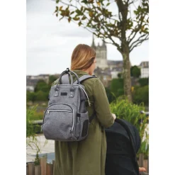 Sac à dos à langer gris