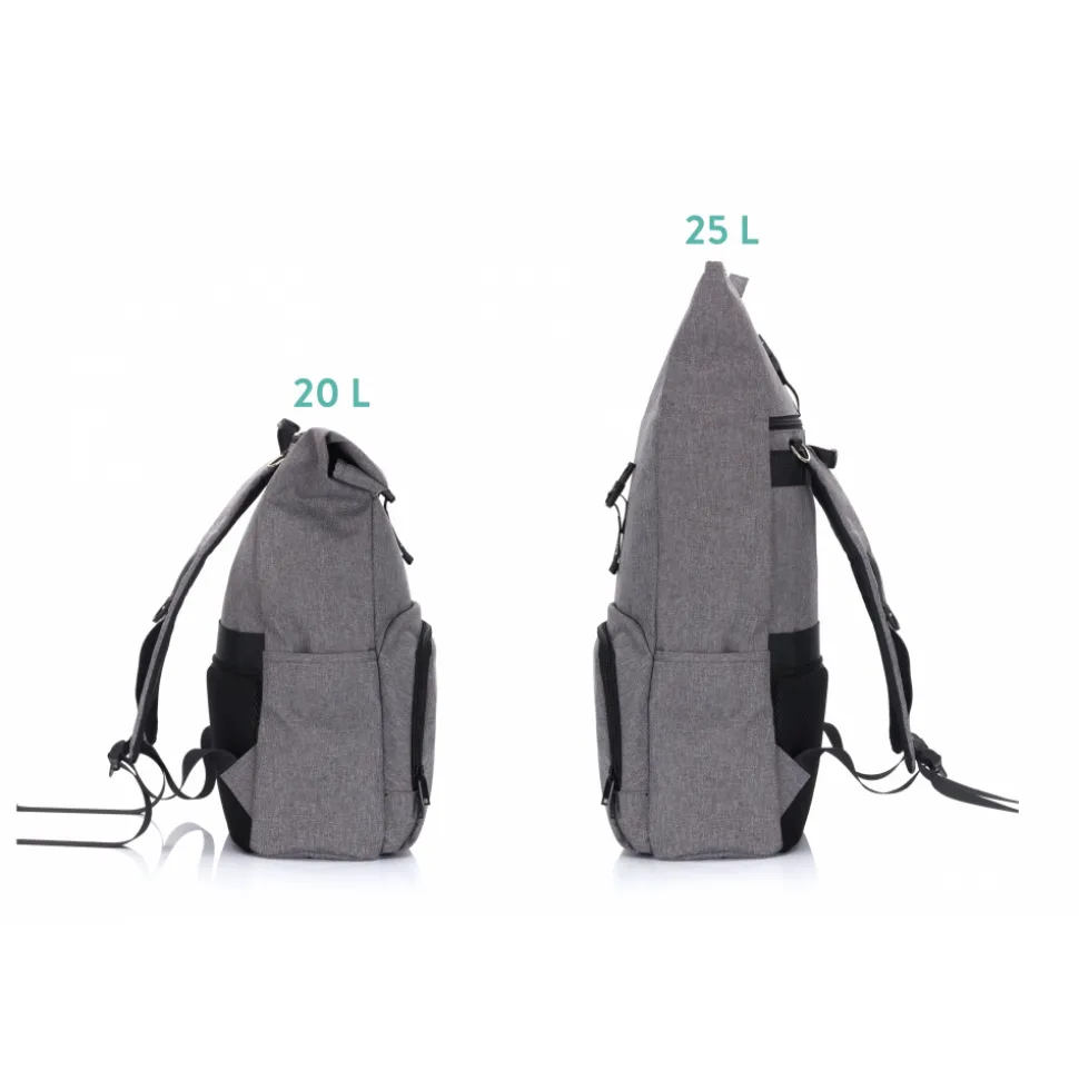 Sac à dos à langer rolltop tokio mélange gris