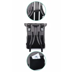Sac à dos à langer rolltop tokio mélange gris