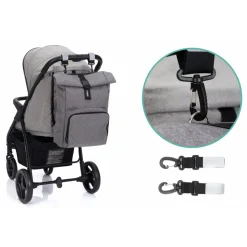 Sac à dos à langer rolltop tokio mélange gris
