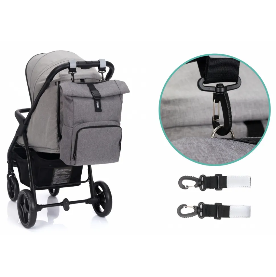 Sac à dos à langer rolltop tokio mélange gris