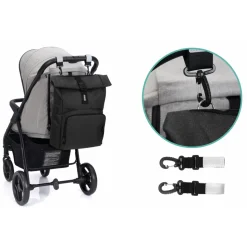 Sac à dos à langer rolltop tokio mélange noir