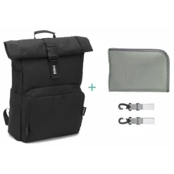 Sac à dos à langer rolltop tokio mélange noir