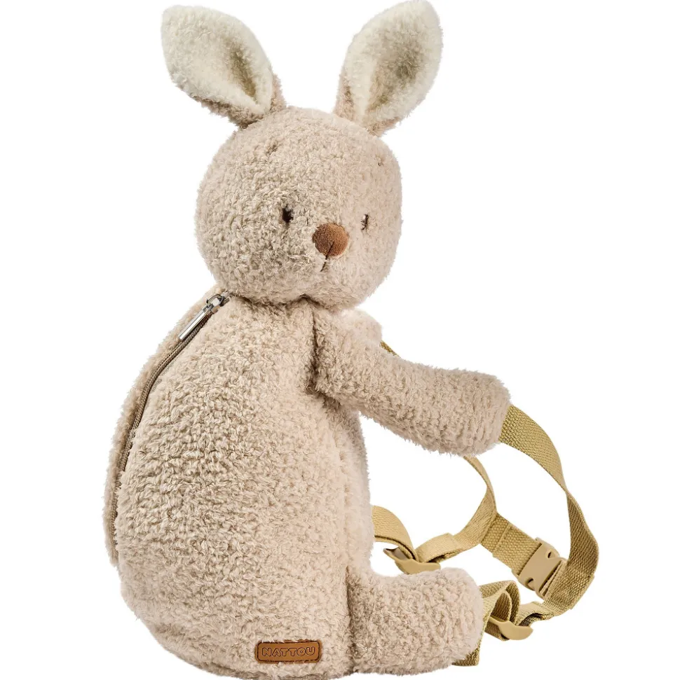 Sac à dos peluche lapin beige