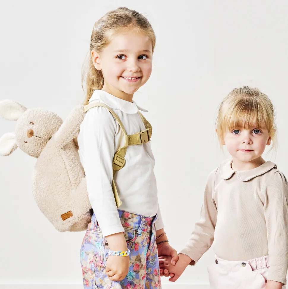 Sac à dos peluche lapin beige