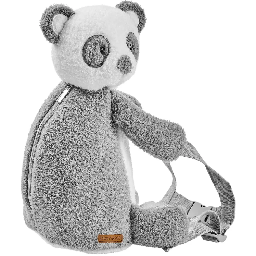Sac à dos peluche panda gris