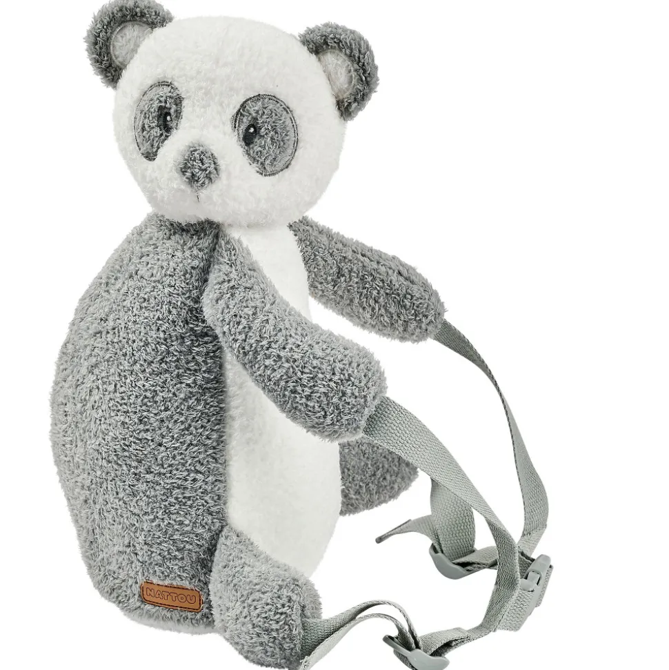 Sac à dos peluche panda gris