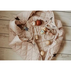 Sac à jouets / tapis d'éveil 2 en 1 en coton bio soft brown stripes