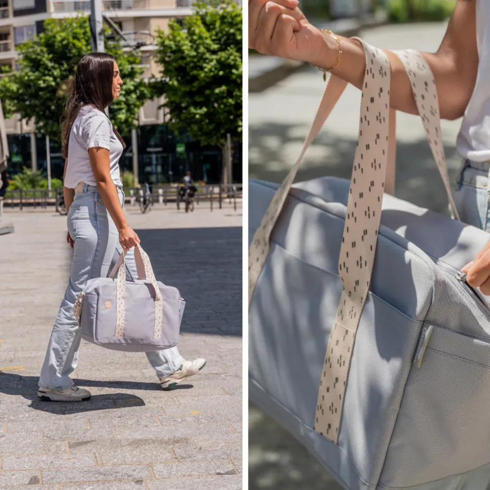 Sac à langer bowling gris