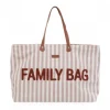 Sac à langer family bag à rayures terracotta et nude