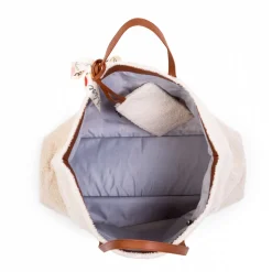 Sac à langer family bag teddy bouclette écru