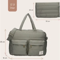 Sac à langer imperméable matelassé avec matelas à langer 2 crochets - vert