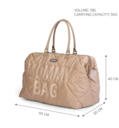 Sac à langer mommy bag matelassé beige