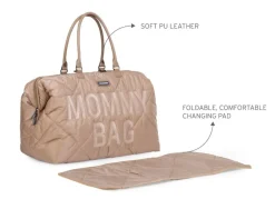 Sac à langer mommy bag matelassé beige