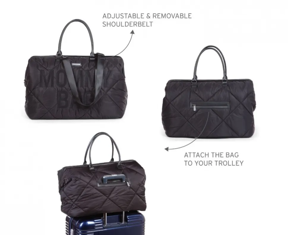 Sac à langer mommy bag matelassé noir